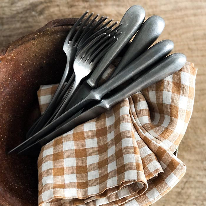 Stofserviet i hør | Gingham biscuit