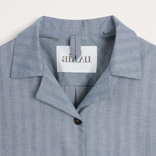 Pyjamas Shirt Herringbone | Mix Dust Blue
