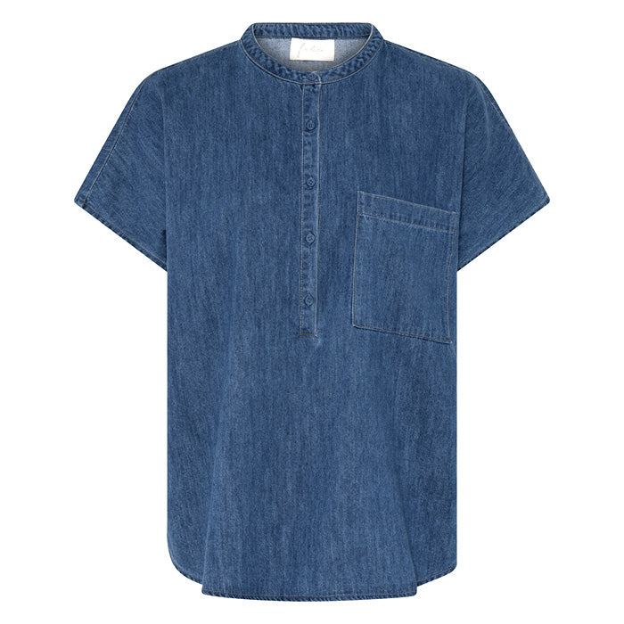 Colombo kortærmet denimskjorte | Medium Blue