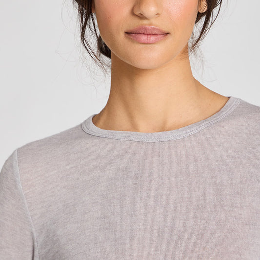 Thyra Wool Top | Light Grey Melange