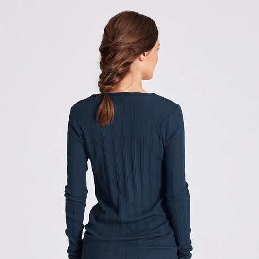 Thyra Cotton Drop Needle | Denim Blue