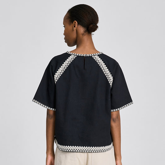 Angie Twill bluse | Sort