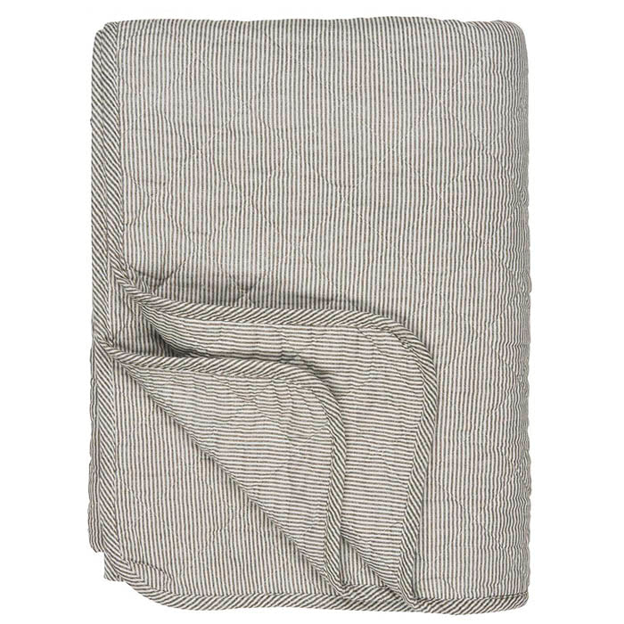 Quiltet stribet plaid | Mørkebrun