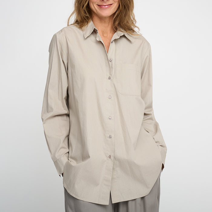 Gaia poplin skjorte | Willow Gray