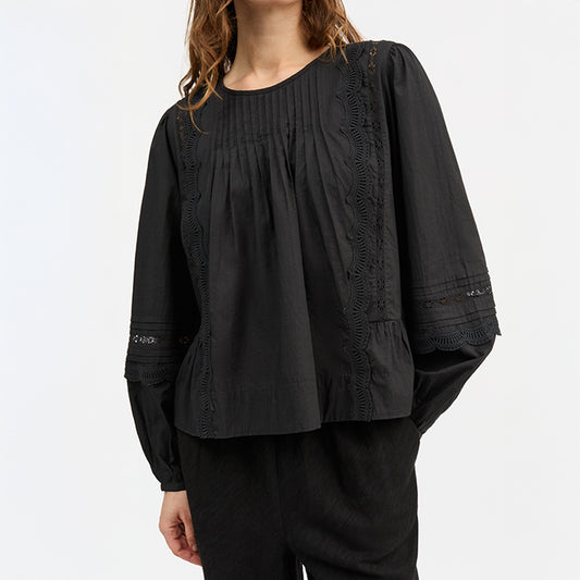 Leaf bluse | Sort