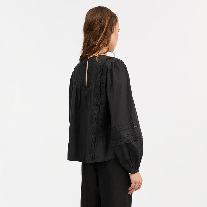 Leaf bluse | Sort