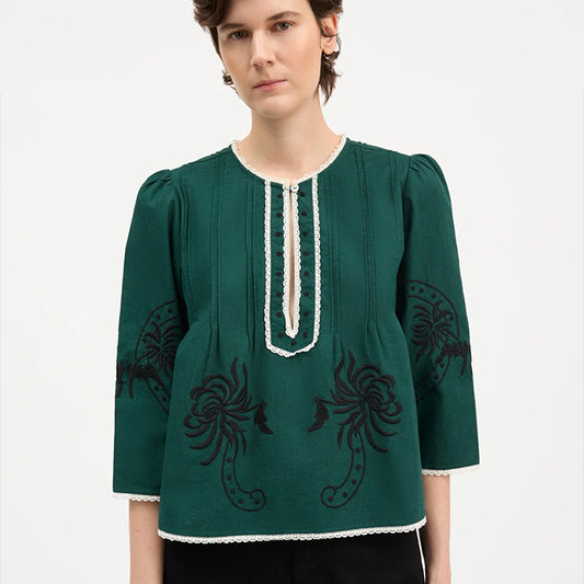 Irma bluse | Deep green