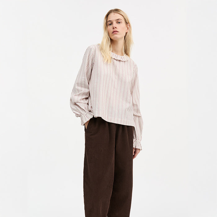 Cornflower skjorte | Raspberry stripe