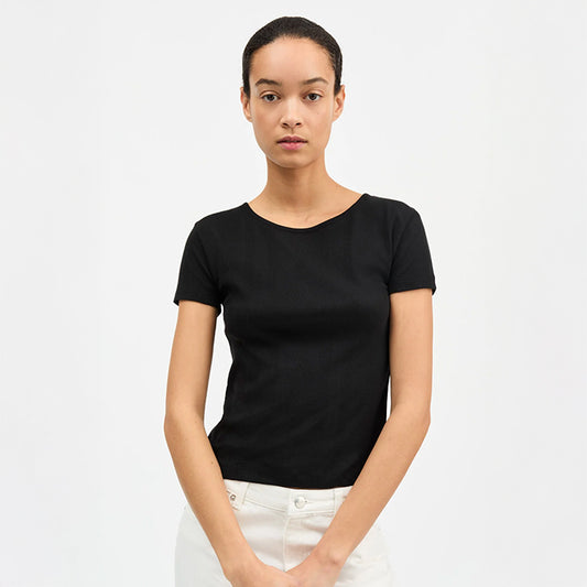 Anna Cap Sleeve Tee | Sort