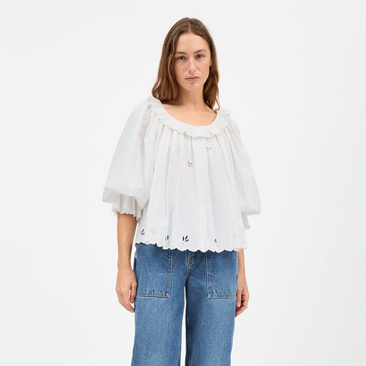 Fleurie bluse | Optic White