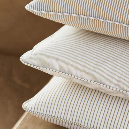 Smalstribet pudebetræk 50x50 | Khaki