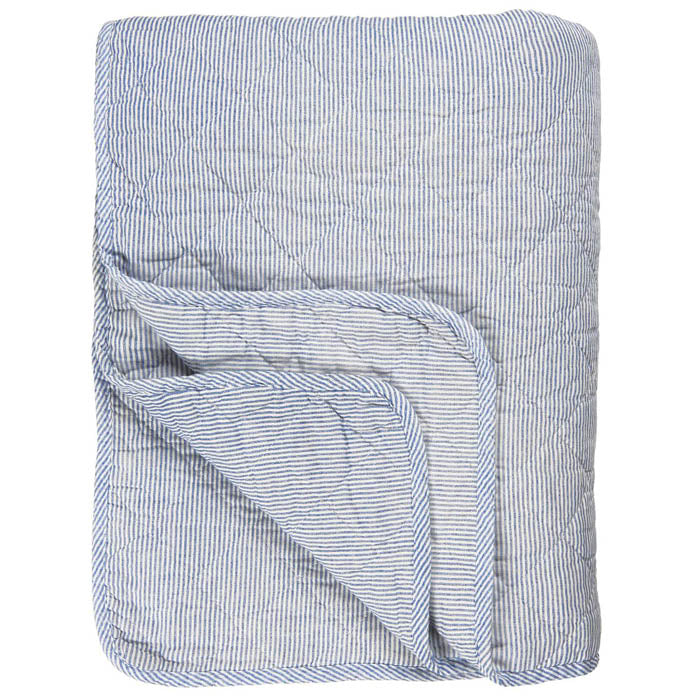 Quiltet stribet plaid | Lyseblå