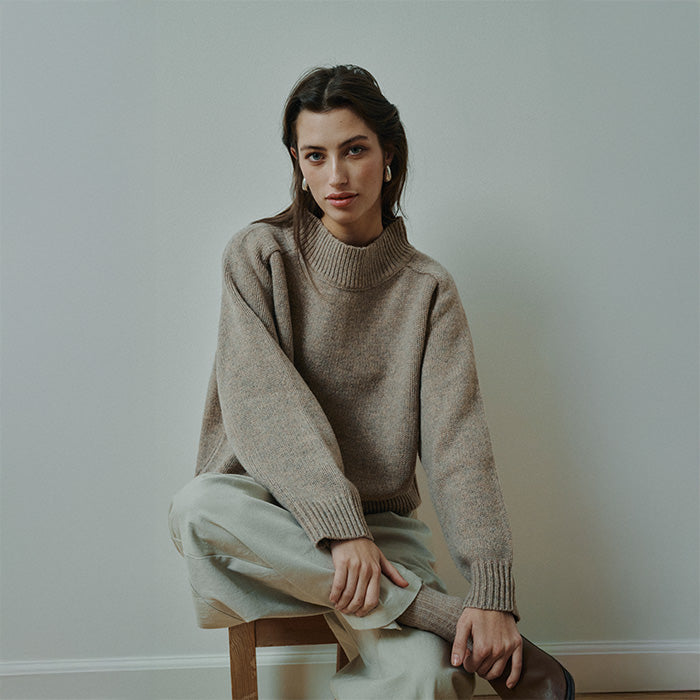 Silje Pullover | Beige Melange