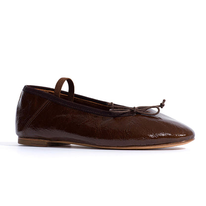 Rhina Polished Ballerina | Caramel Brown