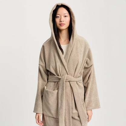 Hooded Bathrobe Terry | Dried Linen