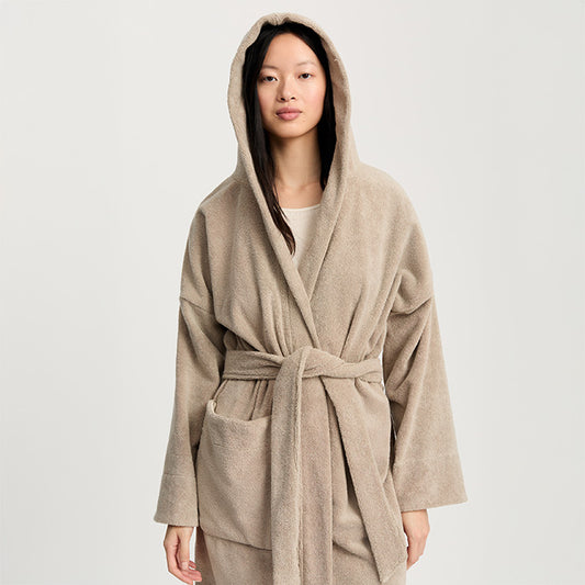 Hooded Bathrobe Terry | Dried Linen