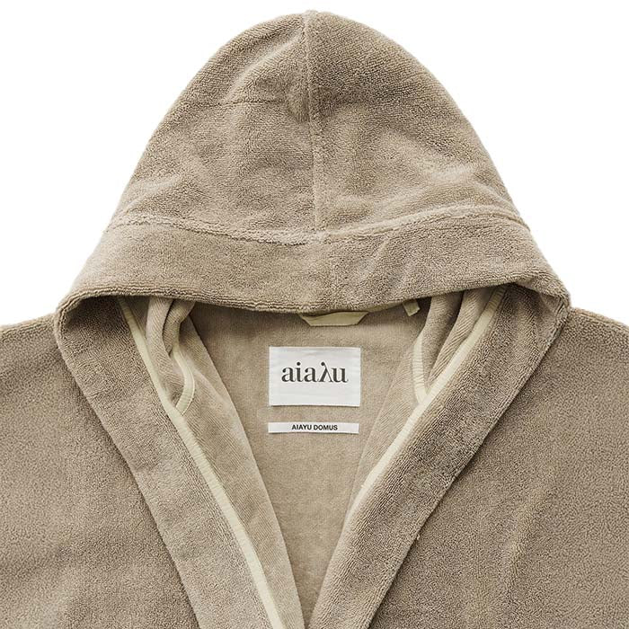 Hooded Bathrobe Terry | Dried Linen