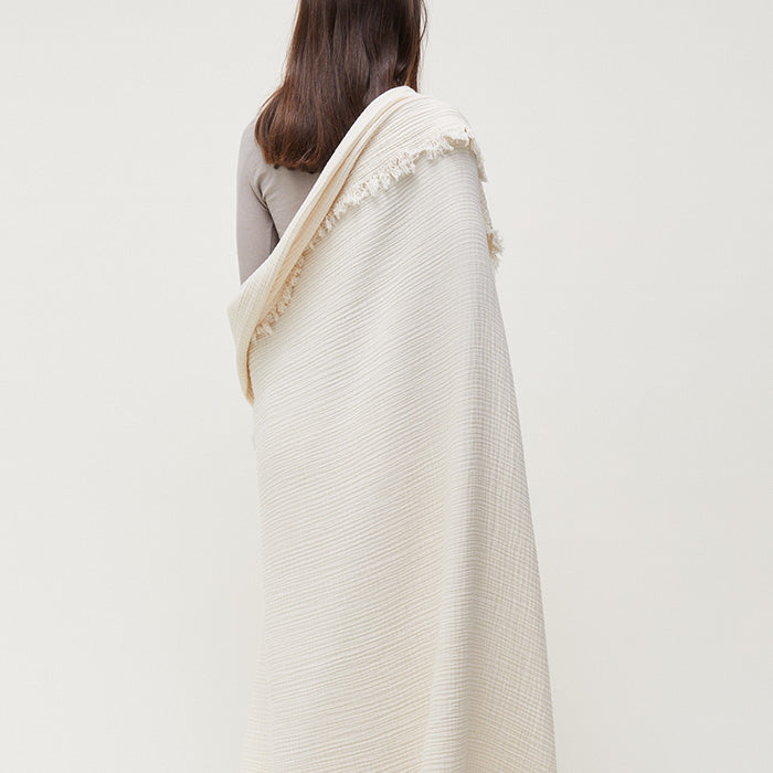 Undyed Cotton Throw, Pure Ecru