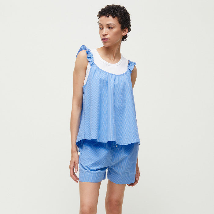 Frill Top Check, Mix Blue