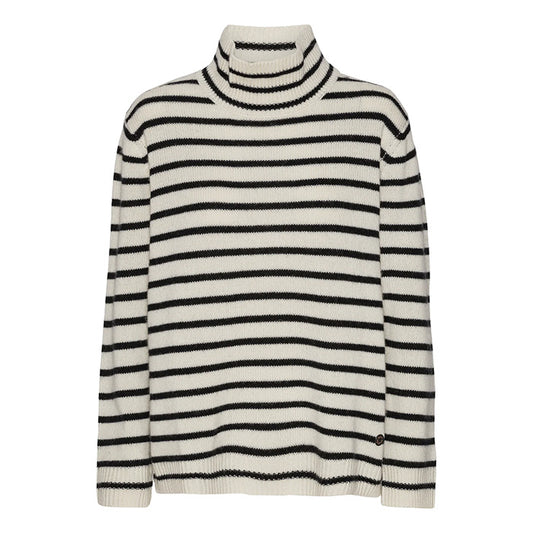 Kylie Stripes High Neck | White/Black