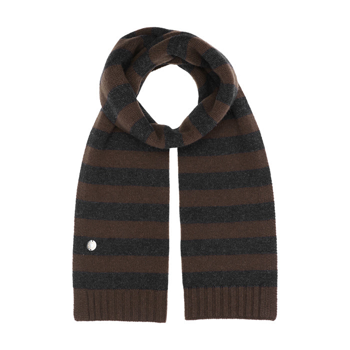 Lareen Striped Scarf | Seal Brown