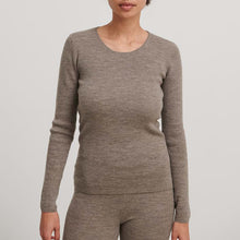 Indlæs billede til gallerivisning Thin Rib merinobluse, Beige melange
