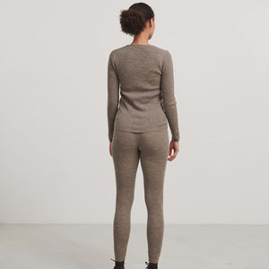 Thin Rib merinobluse, Beige melange