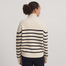 Indlæs billede til gallerivisning Stribet chunky sweater, Mørkeblå
