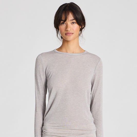 Thyra Wool Top | Light Grey Melange
