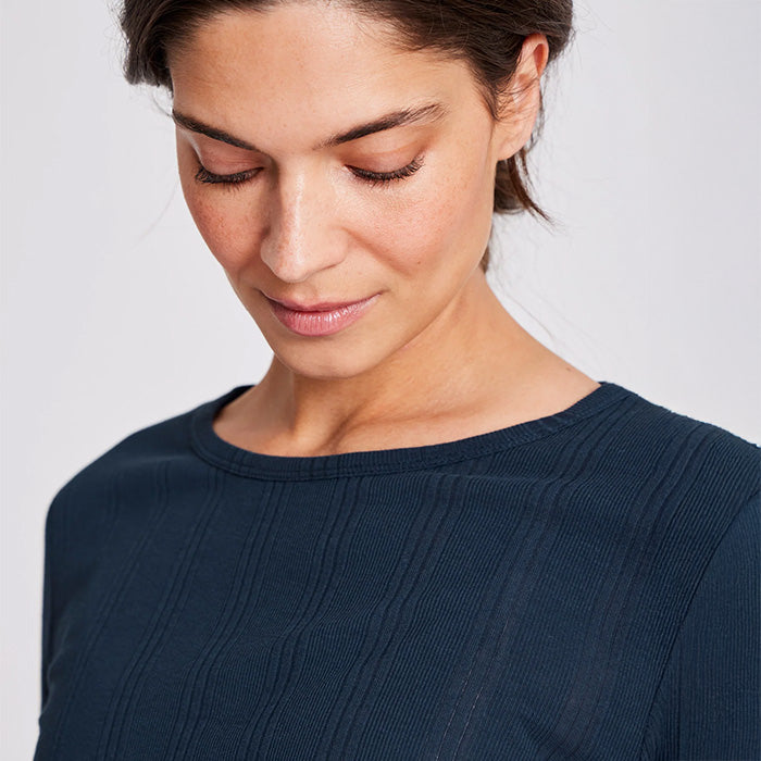 Thyra Cotton Drop Needle | Denim Blue