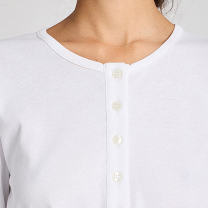 Ida Cotton Henley Tee | Hvid