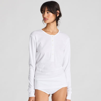 Ida Cotton Henley Tee | Hvid