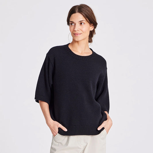 Tulle kortærmet strik | Sort