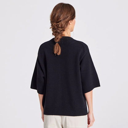 Tulle kortærmet strik | Sort