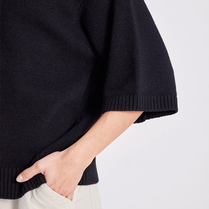 Tulle kortærmet strik | Sort