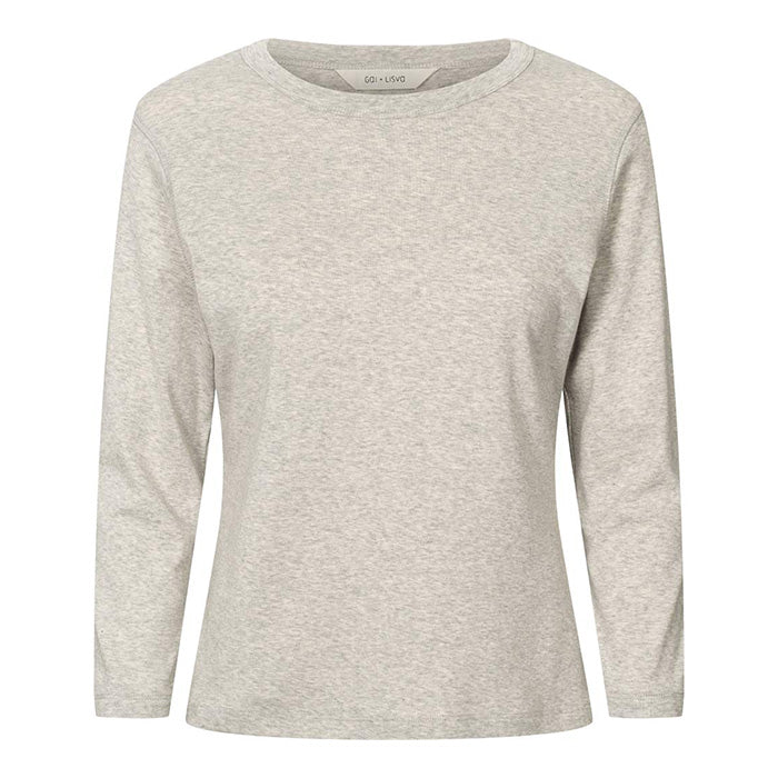 Sascha 3/4 Sleeve Cotton Top | Grey Melange