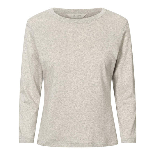 Sascha 3/4 Sleeve Cotton Top | Grey Melange
