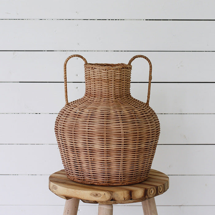 Flettet vase m/ hanke  | Rattan