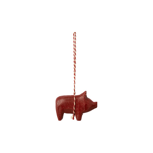 Træ ornament | Rød gris