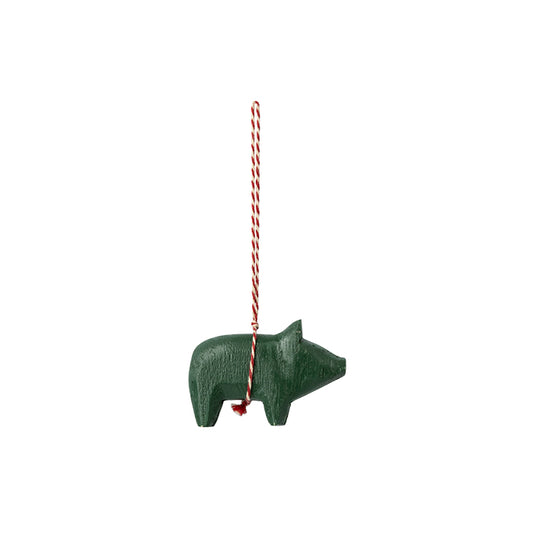 Træ ornament | Grøn gris