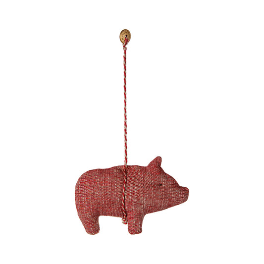 Stof ornament | Rød gris