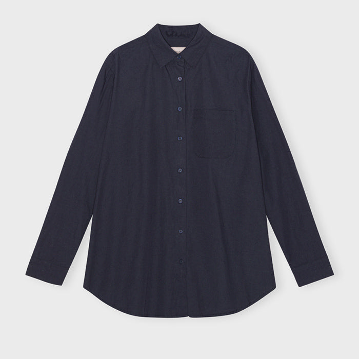 Gaia poplin skjorte, Dark Navy