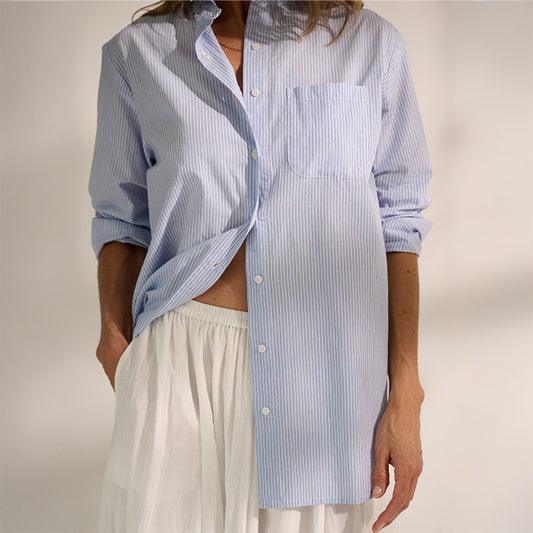 Gaia stribet skjorte | Heaven Blue