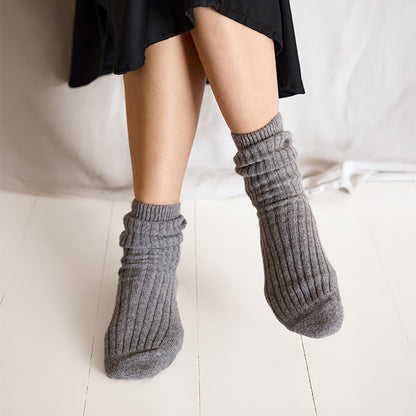 Cozy rib sokker | Grey Melange
