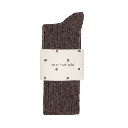 Rib knæstrømper | Brown Melange