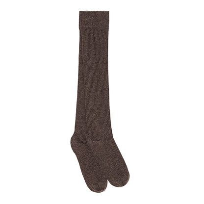 Rib knæstrømper | Brown Melange