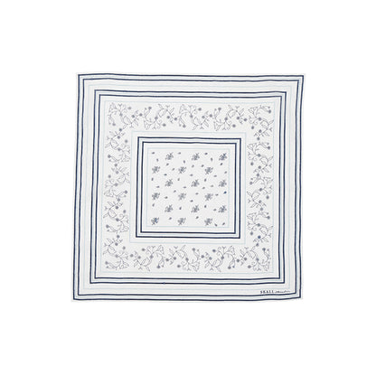 Classic scarf 55x55 | Light cream/Blue