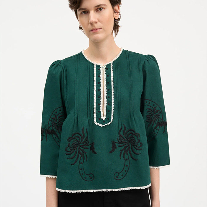 Irma bluse | Deep green