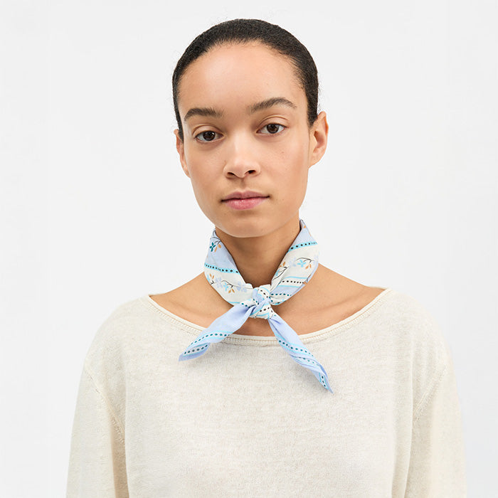 Floral scarf 55x55 | Aqua