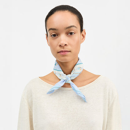 Floral scarf 55x55 | Aqua